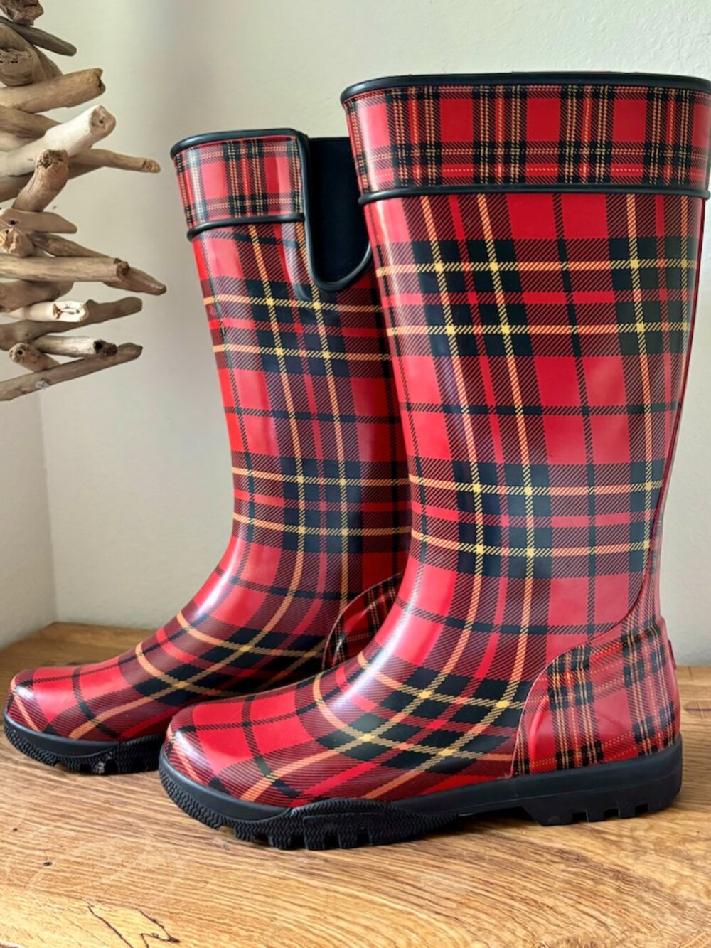 Sperry Top Sider Plaid Rain Boots Size 8